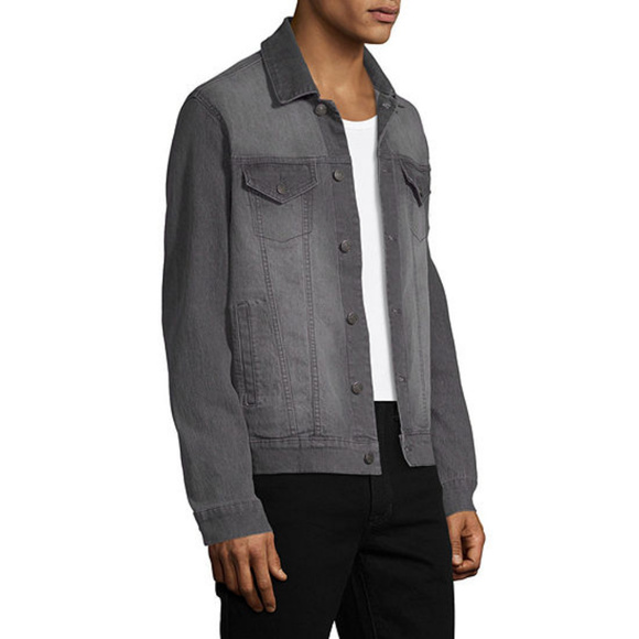 New Mens Arizona Denim Trucker Jacket Washed Black - Picture 3 of 6